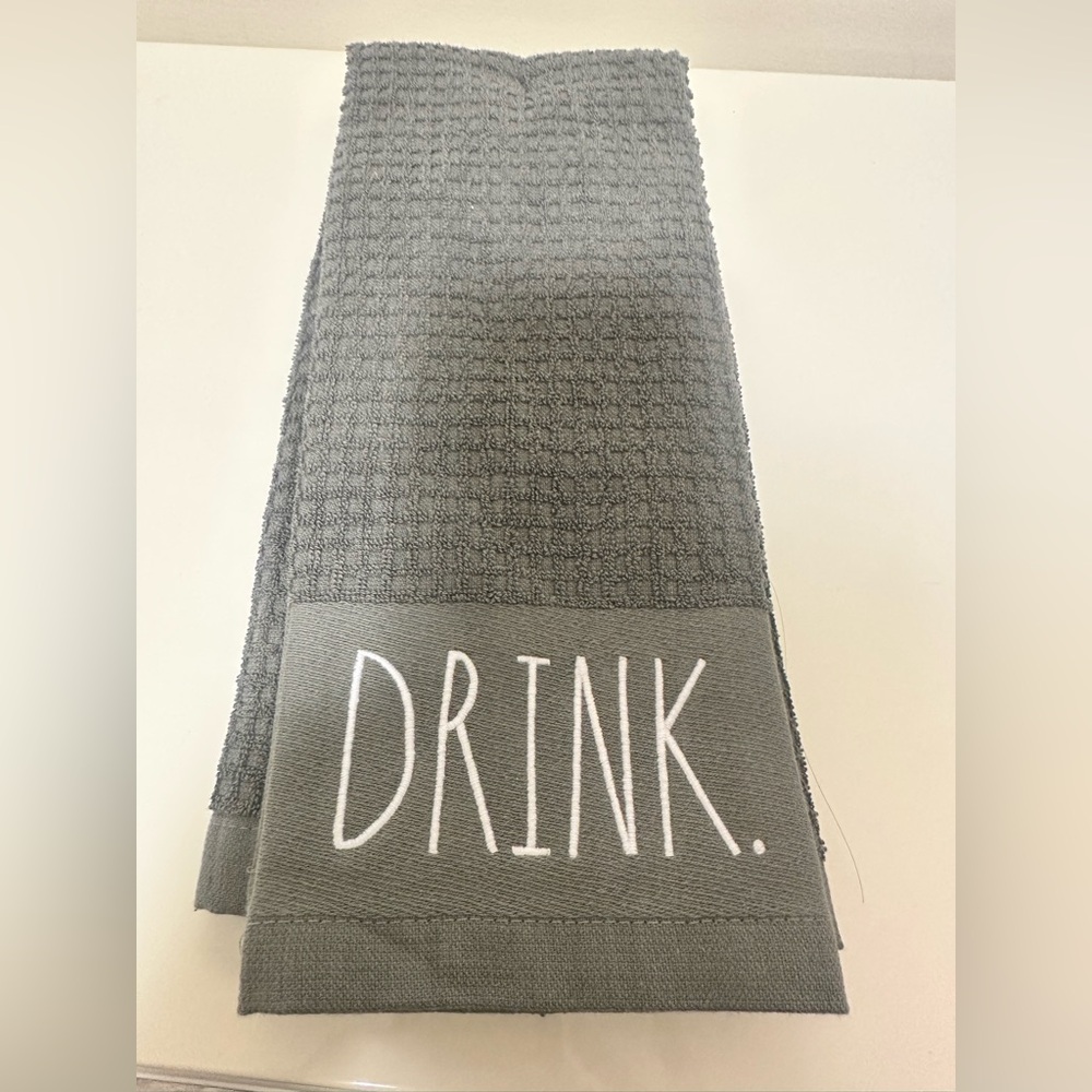 Gray Kitchen Towel with 'DRINK-EAT" Text 2pcs